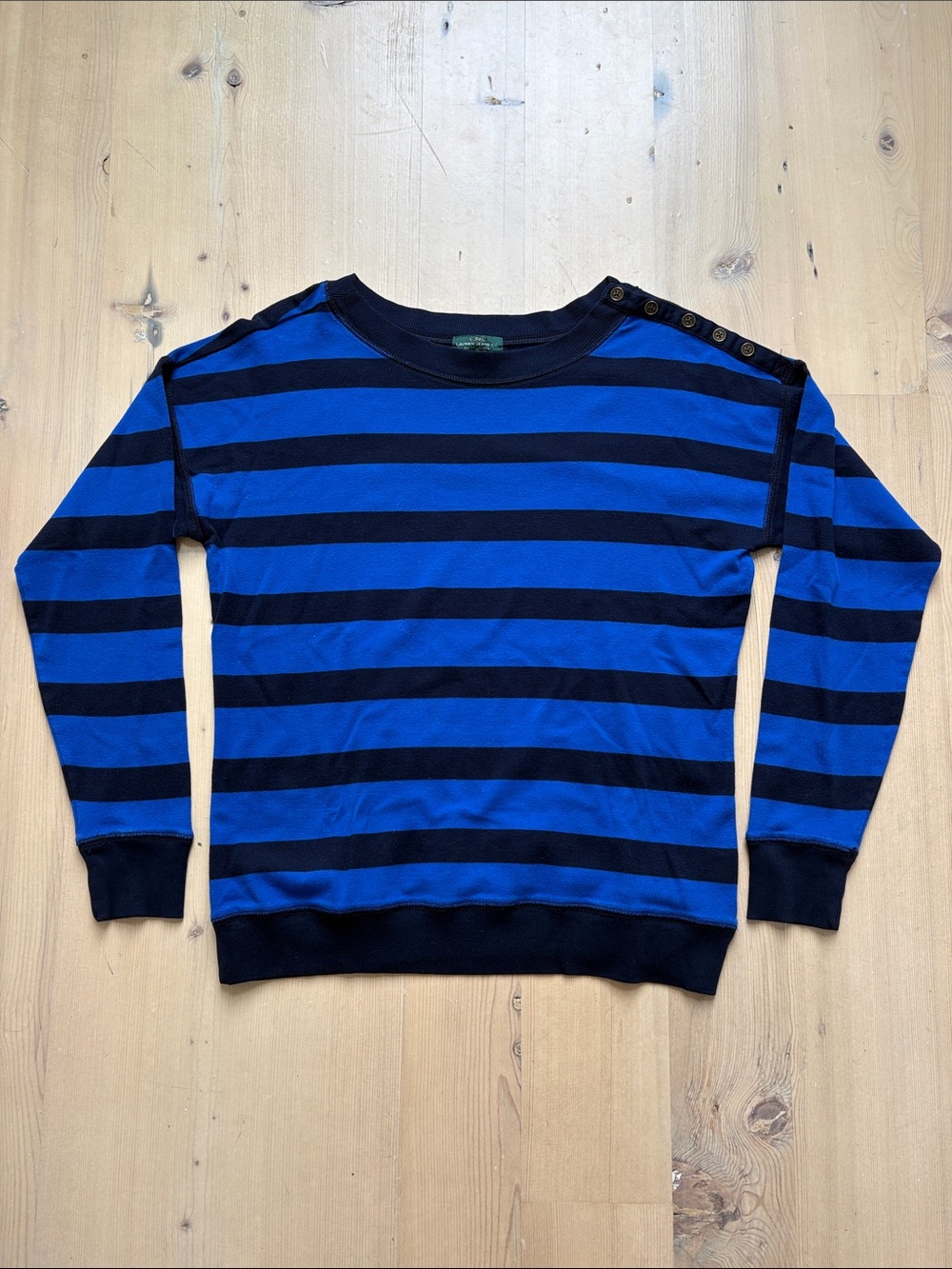 Lauren Ralph Lauren / Lauren Denim Co Striped Crewneck Sweater Navy Blue - XL